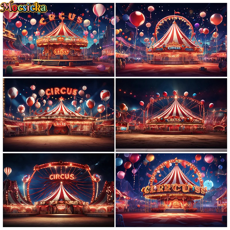 

Mocsicka Circus Kids 1st Birthday Photography Backdrops Cake Smash Child Newborn Background Stage Baby Art Portrait Photo studio