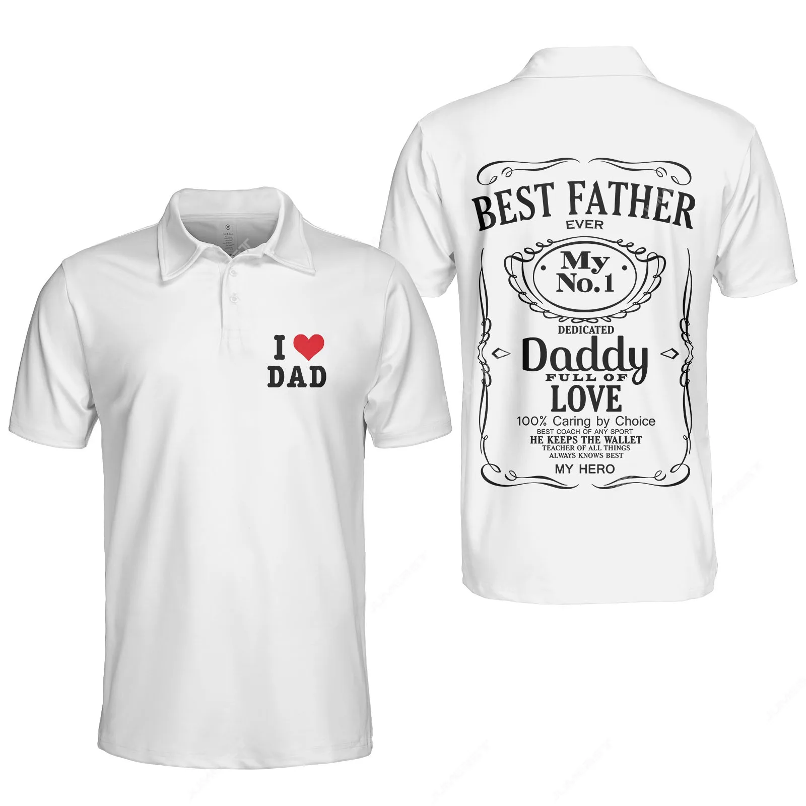 Jumeast Fathers Day White Polo Shirt For Men Best Father Dad Gift T-shirts Baggy Love Y2K Streetwear Clothes New In Overfit Tops