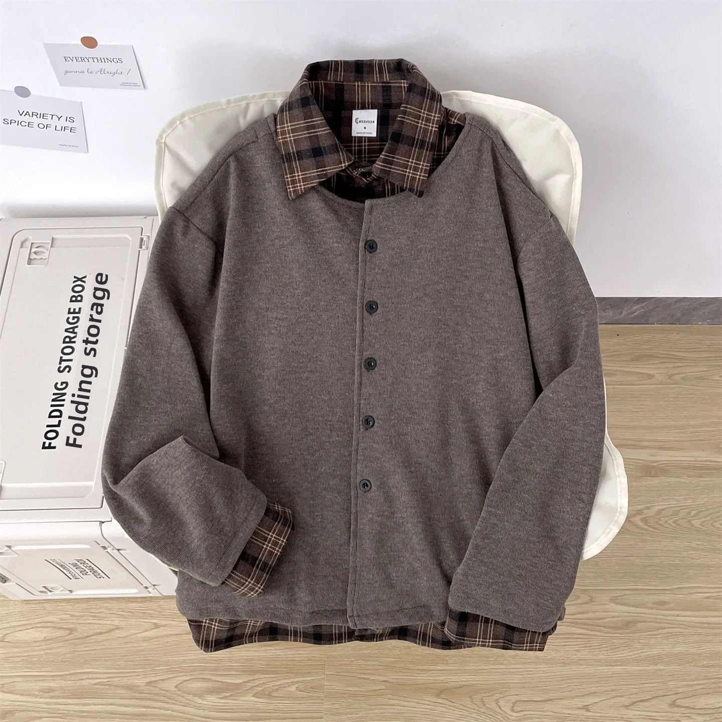 

Loose Casual Plaid Splicing Knitted Sweater Men's High Street Vintage Autumn Winter Open Cardigan Sweater Jaet Old Money Sle