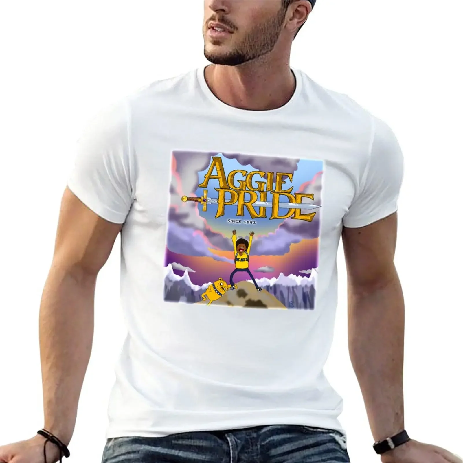 Aggie Pride fade (afro) T-Shirt customs funnys mens cotton t shirts