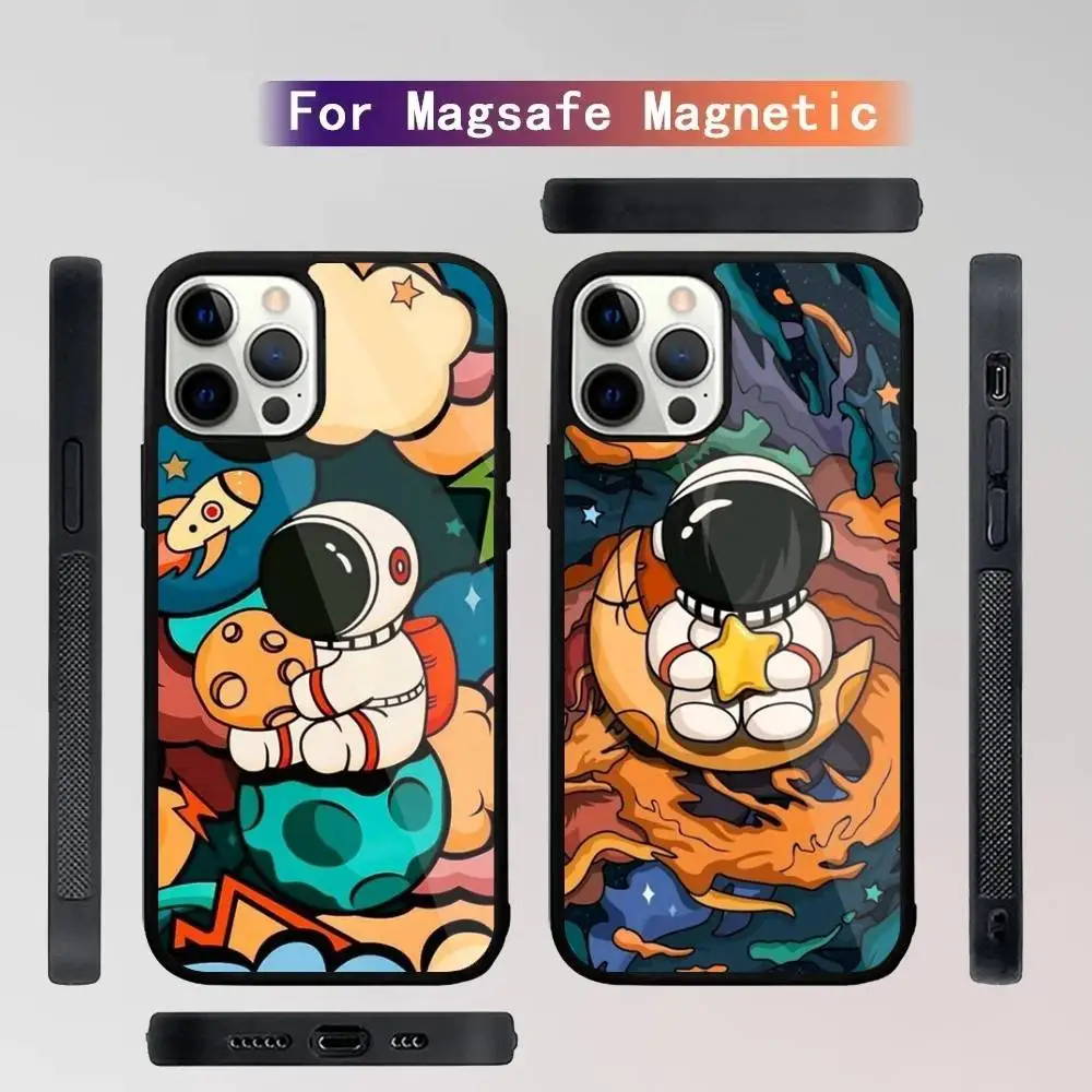 

Чехол для телефона Creative Planet Astronauts для iPhone 16,15,14,13,12,11, Plus, Pro, Max Mini Magsafe с магнитной беспроводной зарядкой