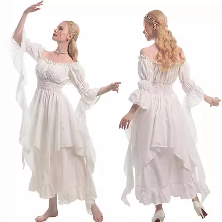

Medieval Halloween Cos Revival Dress Tied Waist Court Dress Europe and America