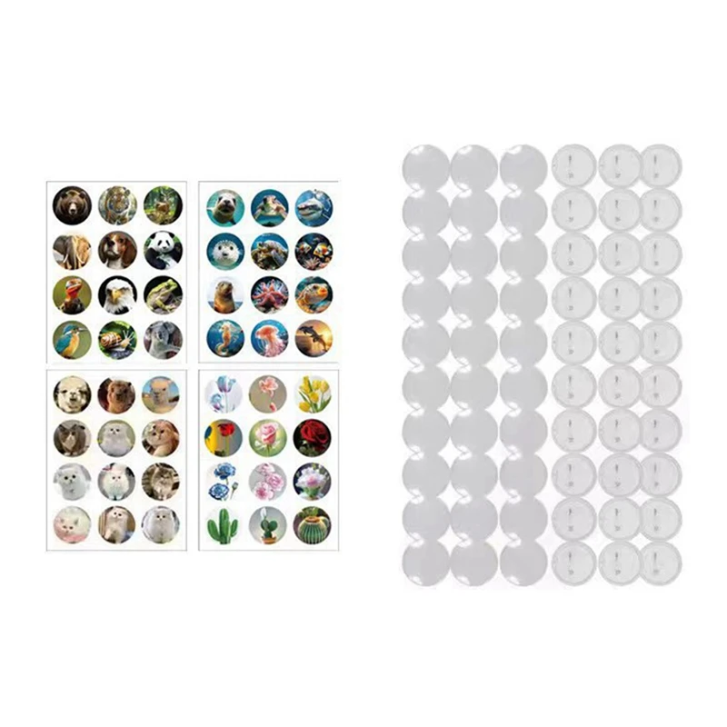Simple Badges Button Maker Machine Button Part , DIY Pin Badge Button Press Machine 48Pcs Button Parts