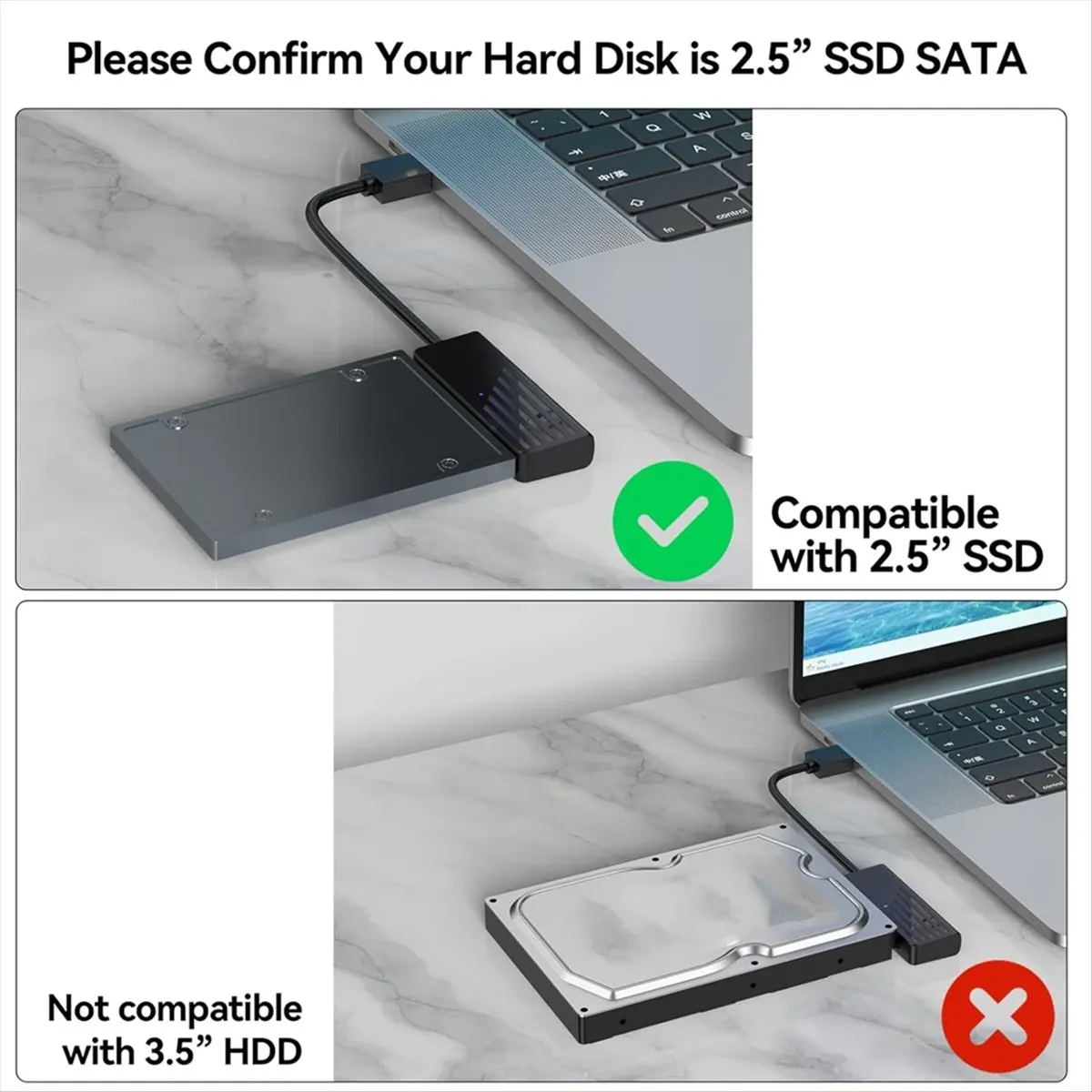 【ELEVATE LIFE】SATA to USB Adapter, USB 3.0 to SATA III 2.5Inch SSD Transfer Converter Cable, External Hard Drive Reader Compatib