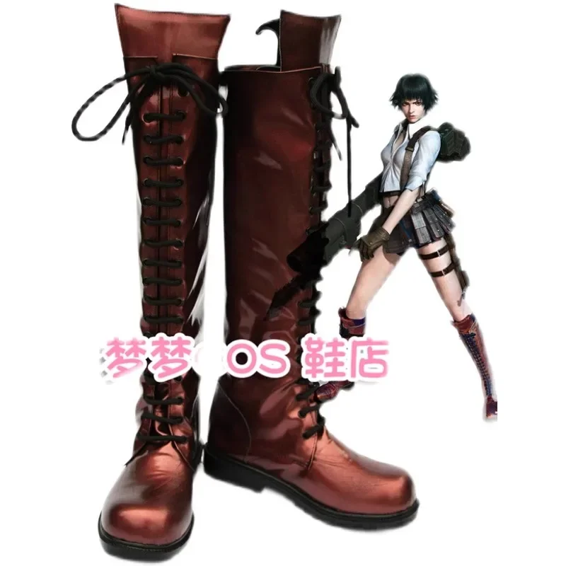 Devil May Cry 3 Lady Cosplay Costume Shoes Handmade Faux Leather Boots