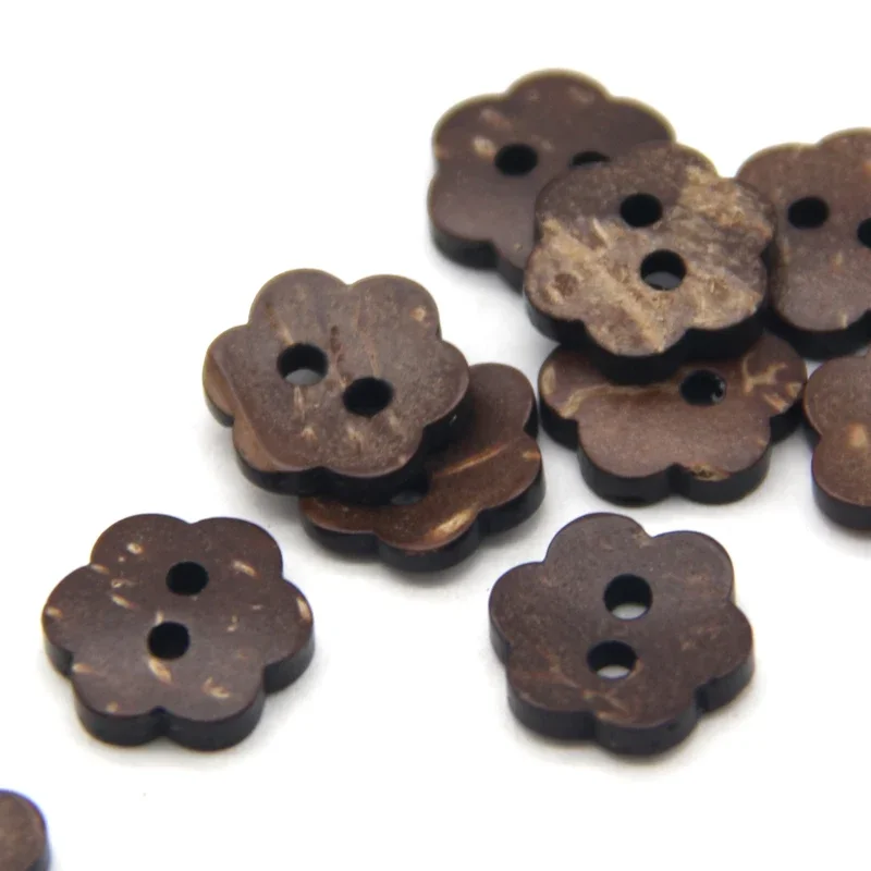 HENGC 11mm Mixed Flower Wood Buttons For Crafts Children Scrapbooking Baby Shirt DIY Decorative Sewing Accessories Wholesale