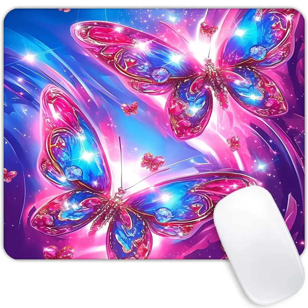 Vintage Bunte Schmetterling Druck Lock Edge Gaming Mousepad Gamer Maus Matte Tastatur Matten Schreibtisch Pad Mousepads 22x18 cm