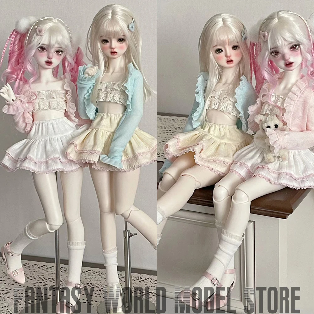 

3-Piece Set 1/4 BJD Doll Summer Sweet Clothes Suit Cardigan Suspender Underwear Skirt Fit Action Figure Body DIY Gifts