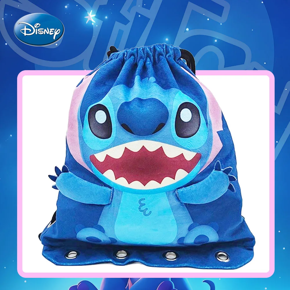 1pc Disney Officially Licensed Stitch 3D Drawstring Bag Keychain Organiser Portable Travel Storage Cartoon Themed Gift