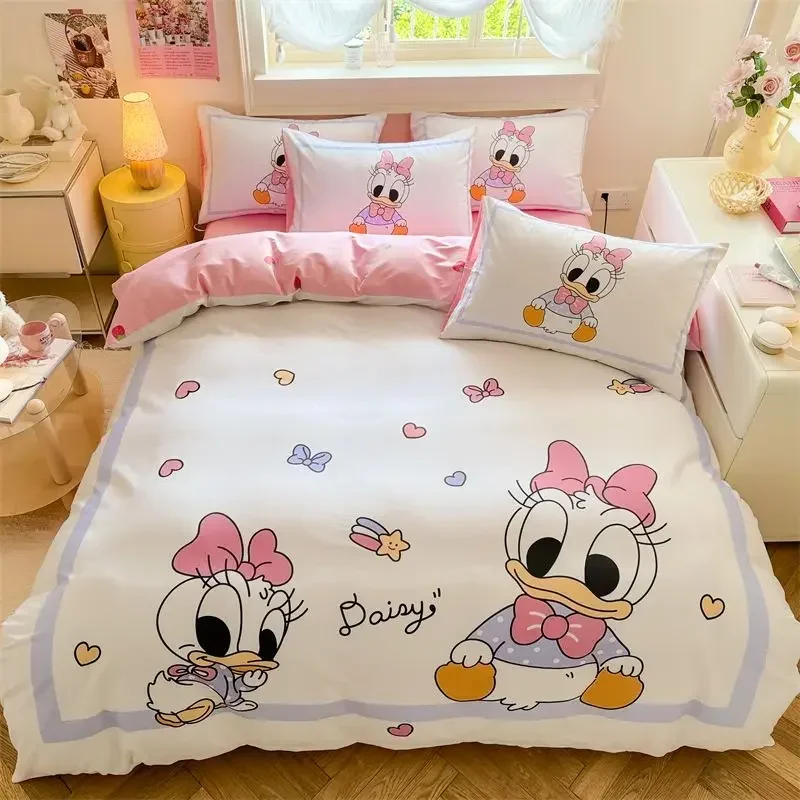 Disney Daisy Minnie Mickey Lotso Chip Stitch Winnie the Pooh Buzz Lightyear Cute Creative Cartoon Pure Cotton Four-piece Set