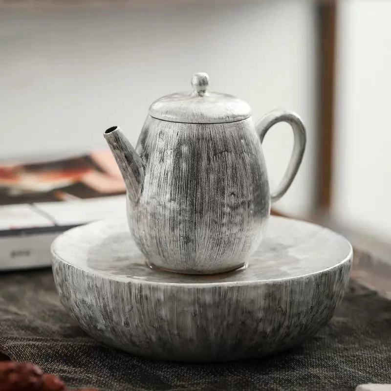 

Позолоченный серебряный чайник, чайный горшок в японском стиле, матовый серебристый семейный чайник, бытовой столовый набор, кухонная посуда