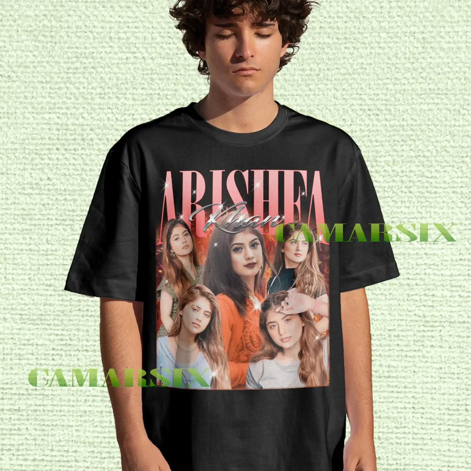 Vintage Arishfa Khan 90s Retro T Shirt Indian Actress Influencer Fan Casual vintage Washed Unisex Versatile Soft graphic