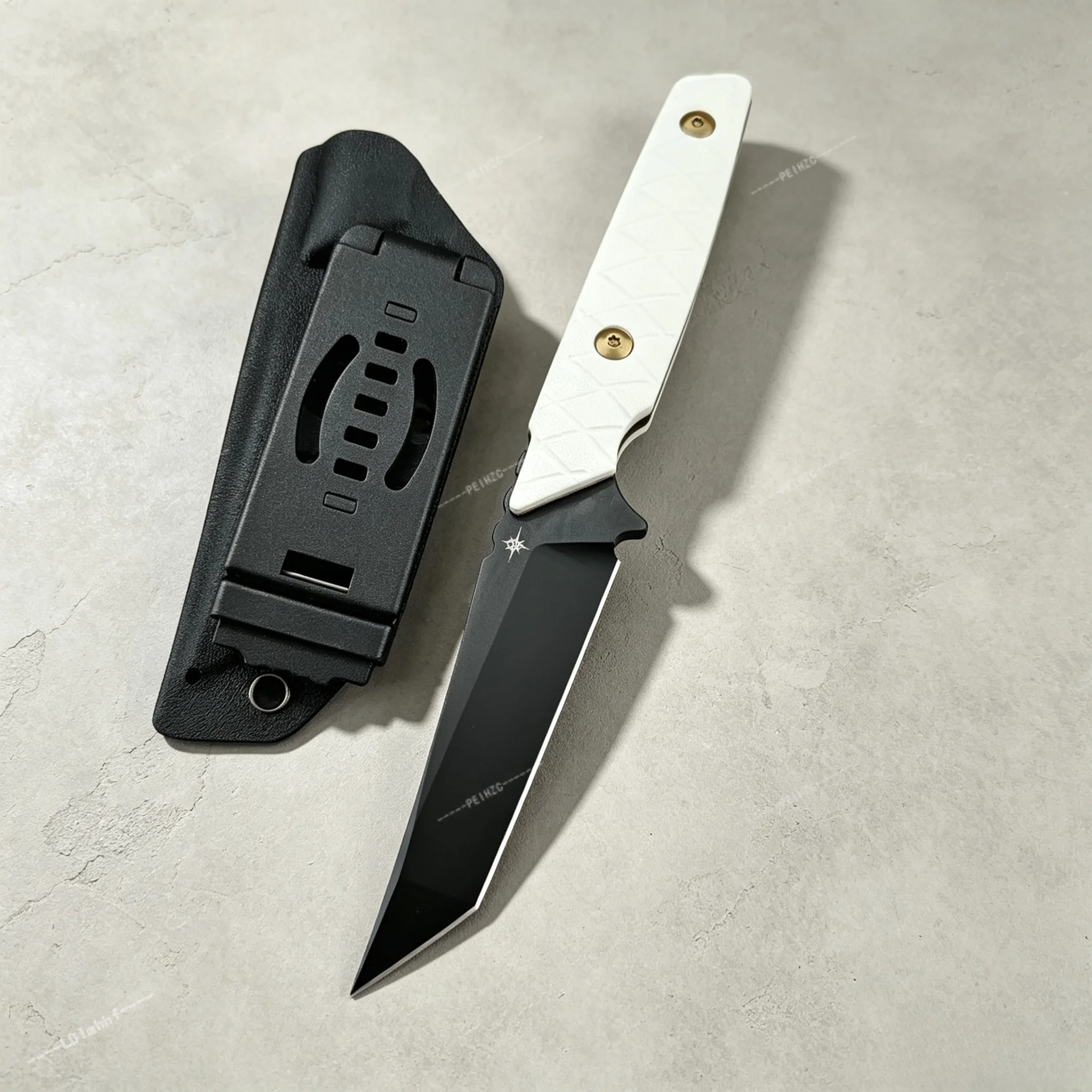 White Multi-functional Straight Knife with 7Cr13Mov Blade and Nylon Fiber Handle Outdoor Camping Portable Exploration Knife