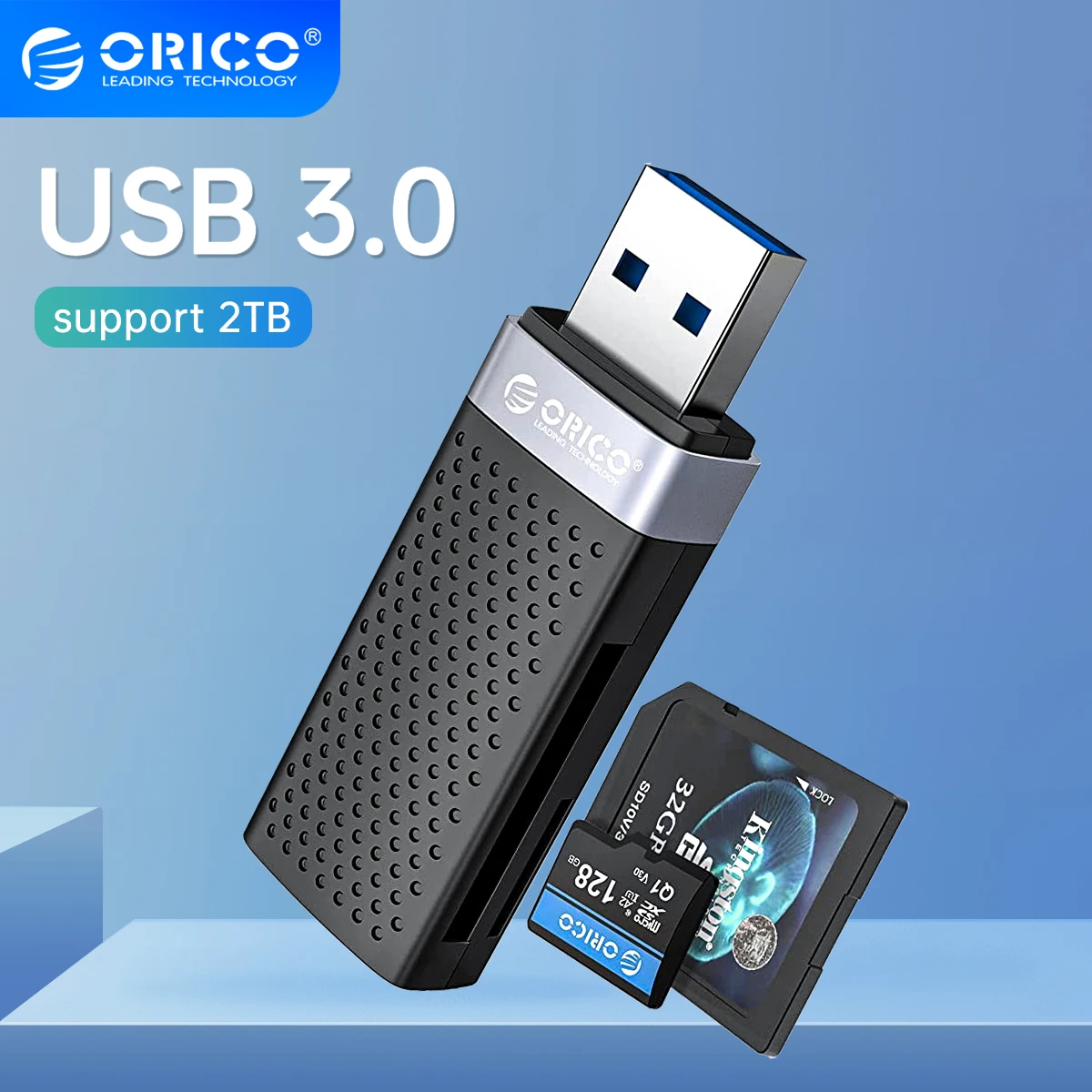 

Кардридер USB 3,0 ORICO, 2 слота для TF SD Micro SD карт