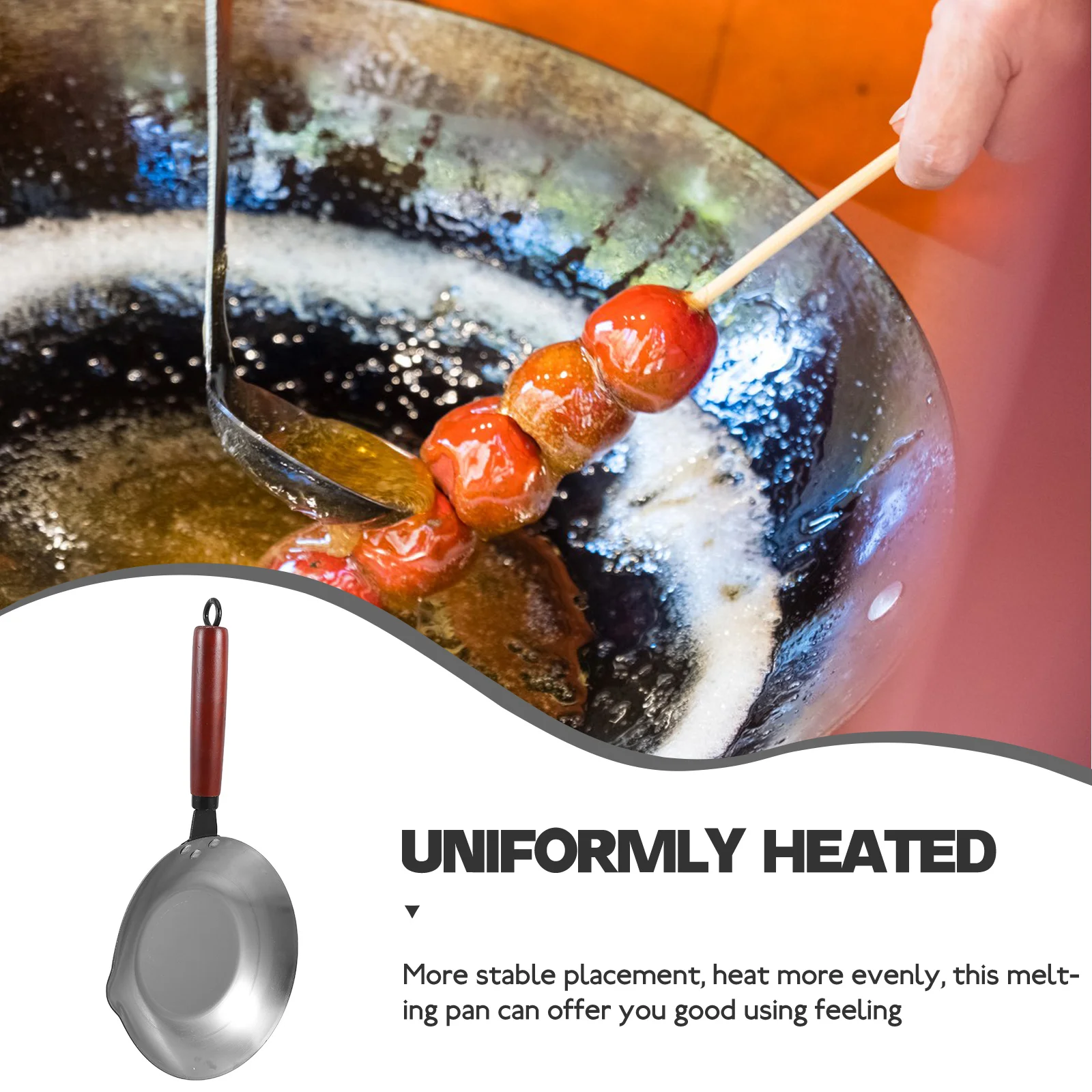 

Stainless Steel Melting Pot with Wooden Handle Chocolate Butter Cheese Melting Pan for Desserts Sauces Snacks Dipping Fondue