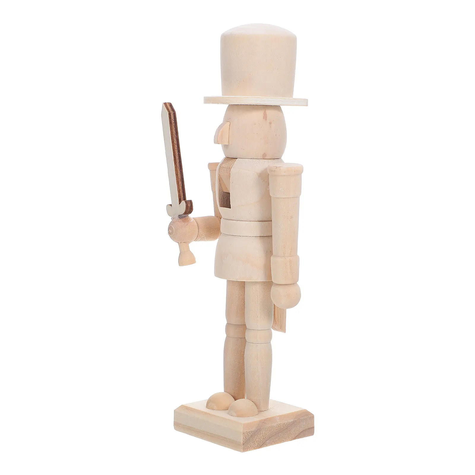 

DIY Wooden Nutcracker Soldier Unfinished Solid Wood Nutcracker Craft Blank Figure for Painting Christmas Home Decor Wooden