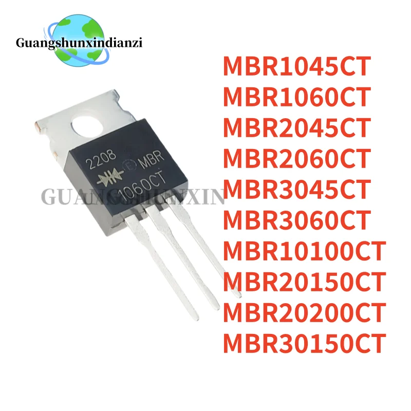 10PCS 100% NEW MBR3060CT MBR3045CT MBR30150CT MBR2060CT MBR2045CT MBR20200CT MBR20150CT MBR1060CT MBR1045CT MBR10100CT TO-220