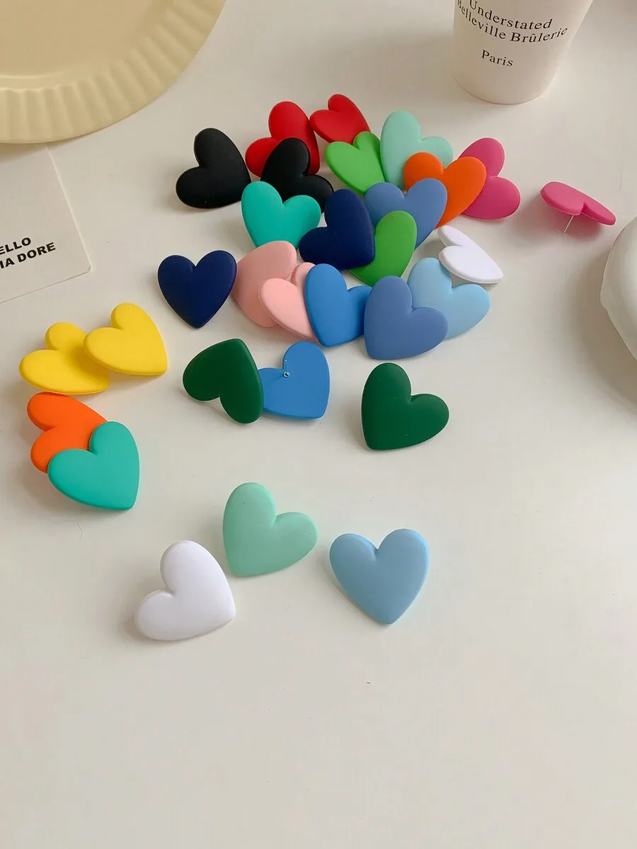 1 Pair Casual Heart Shaped Stud Earrings, Suitable For Women's Daily And Holiday Wear Valentines,Mom,Mother,Mother's Day,Gift