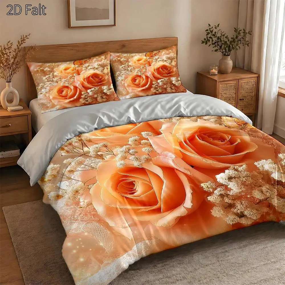 3-Piece Quilt Cover Set, 1 Quilt Cover + 2 Pillowcases (Without Filling), Space Exploration Theme, Cartoon Style, Interstellar Travel, Suitable for All Seasons, Machine Washable, Invisible Zipper, Suitable for Home, Dormitory, Master Bedroom, Guest Room
