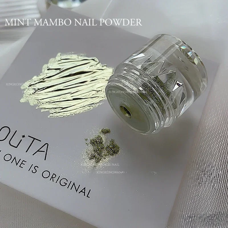 Moonlight Mirror Aurora Nails Powder Glitter Light Green Fairy Sparkling Powder Toe Nail Aurora Manicure Glitter Powder