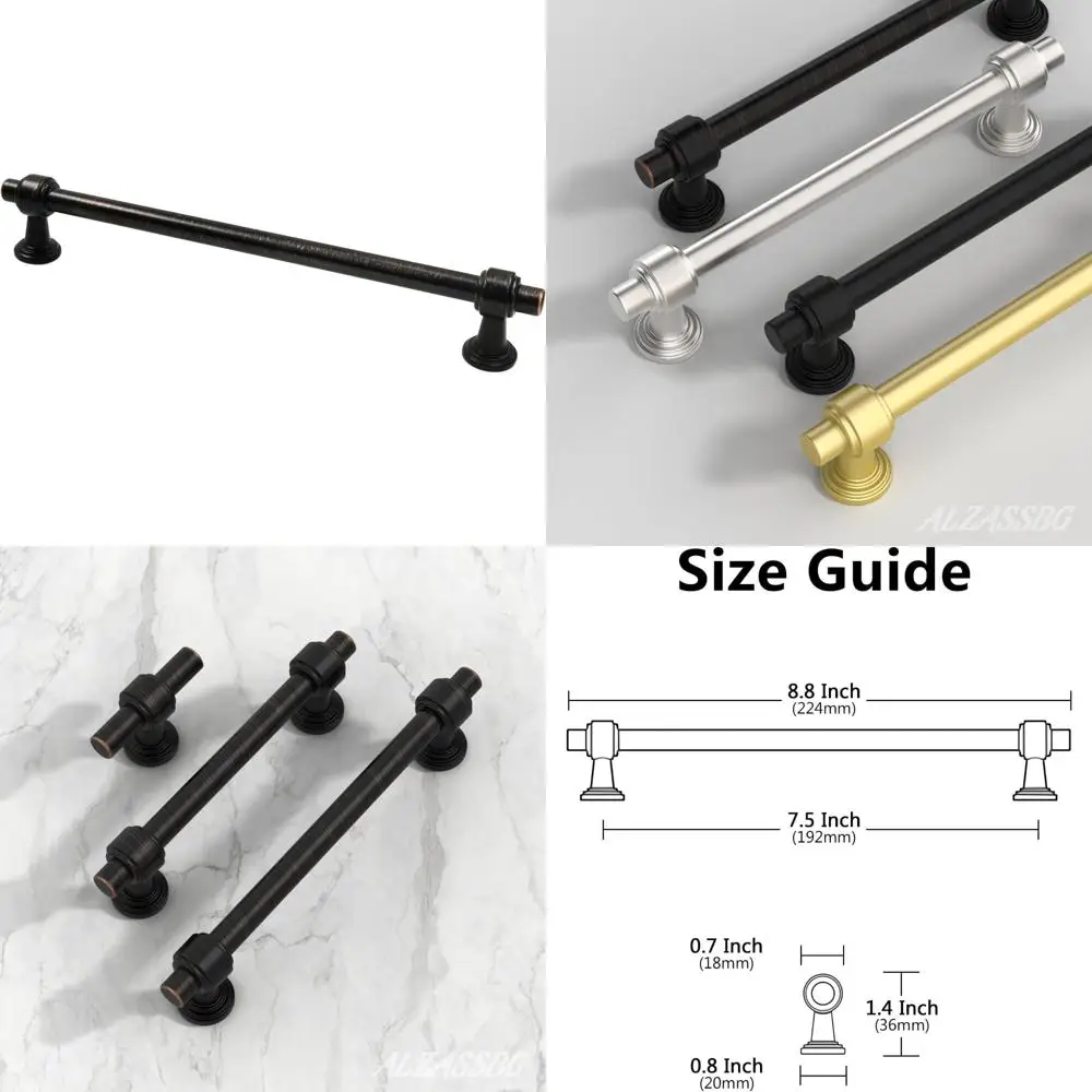 

Ручки для шкафа из масляной бронзы, 10 шт., центры 7-1/2 дюйма, кухонная фурнитура, прямые ручки