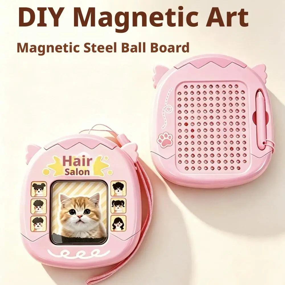 Versatile DIY Cat Hairstyles Magnetic Beads Double sided Graffiti Drawing Board Toys Student Creative Stress Relief Pendant