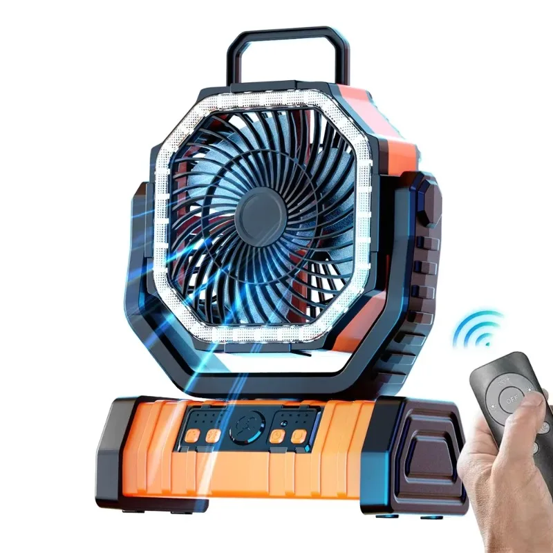 Custom 20,000 mAh Light Emitting Diode Light F6 Rechargeable Camping Fan 4 Speed Timer Portable with KC Battery