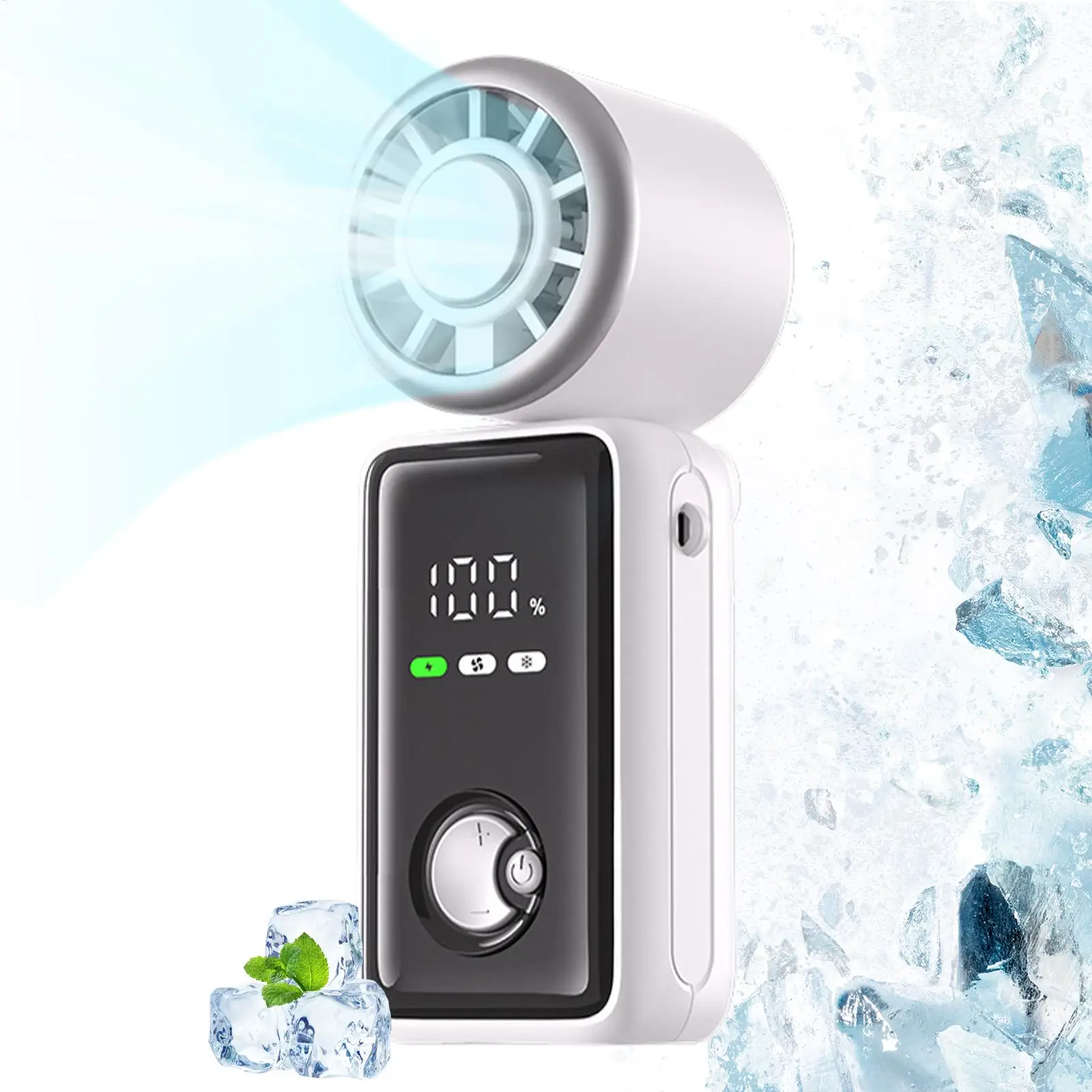 Mini handheld high-speed fan rechargeable folding fan LED display 5 Speed Low-Noise Foldable Rechargeable Handheld Fan