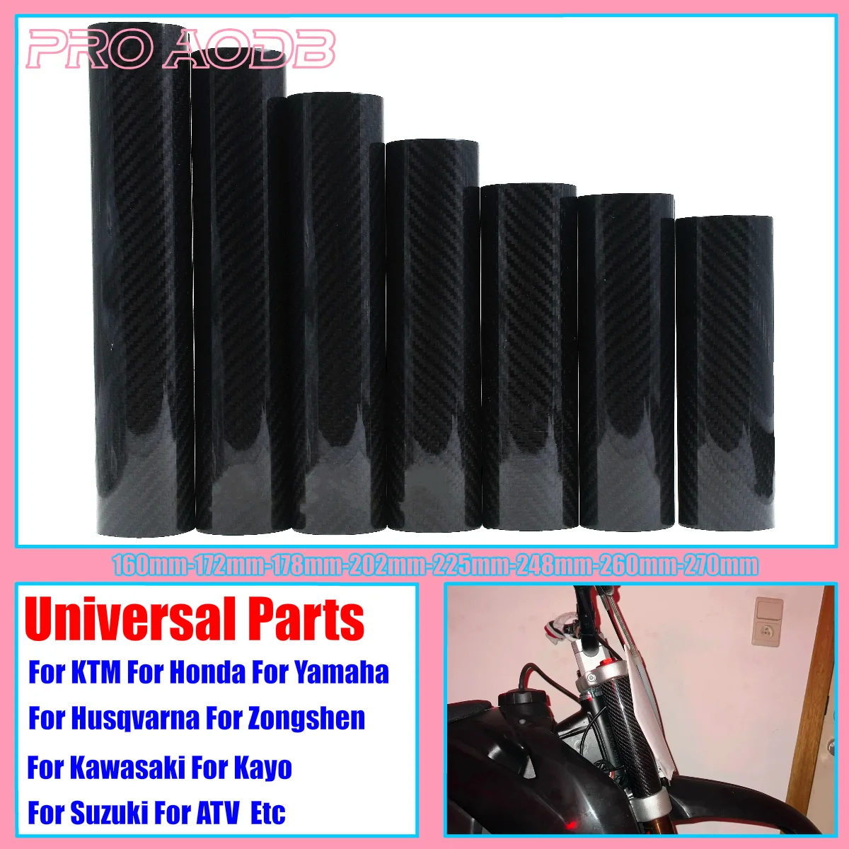 Universal Parts 160MM-270MM Motocross Fork Wraps Carbon Fiber Protectors For KTM Yamaha Honda Kawasaki Suzuki Kawasaki Etc Model