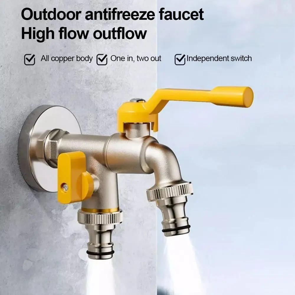 Durable Copper Water Tap Frost-Proof Double/One Outlet Faucet Controller Adapter Water Tap Splitter Home Indoor