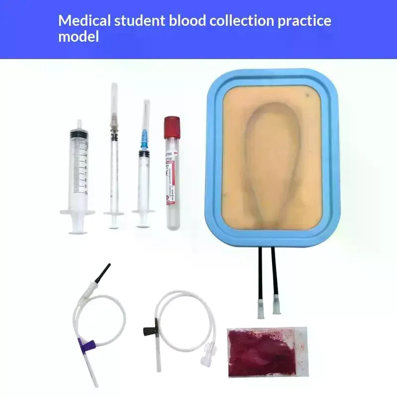 1Set Injection Training Nurses Intravenous Model Transfusion Venipuncture IV With Blood Returning Package Pad Wound Skin Suture