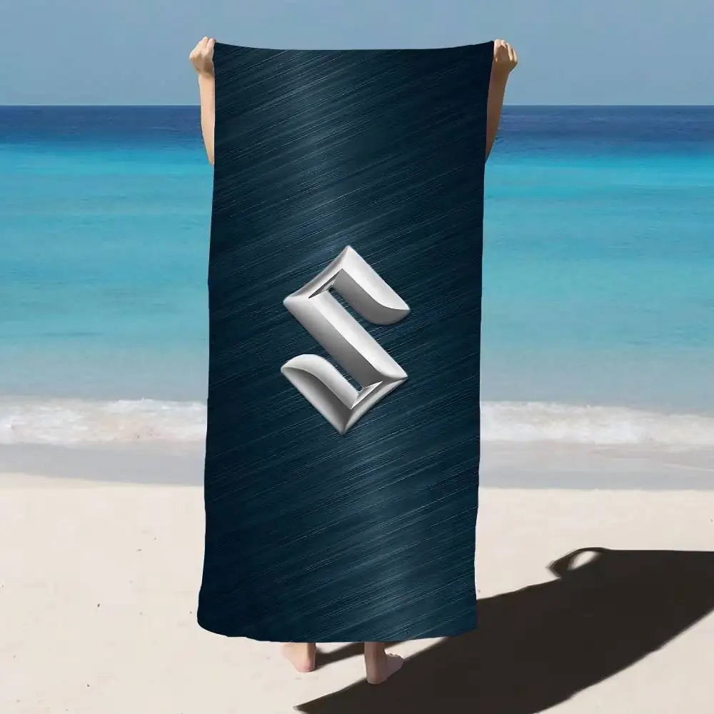 Motor S-Suzukis LOGO Microfiber Blanket Quick Drying Beach Towels Oversized Printing Super Absorbent Pool Towel Blanket
