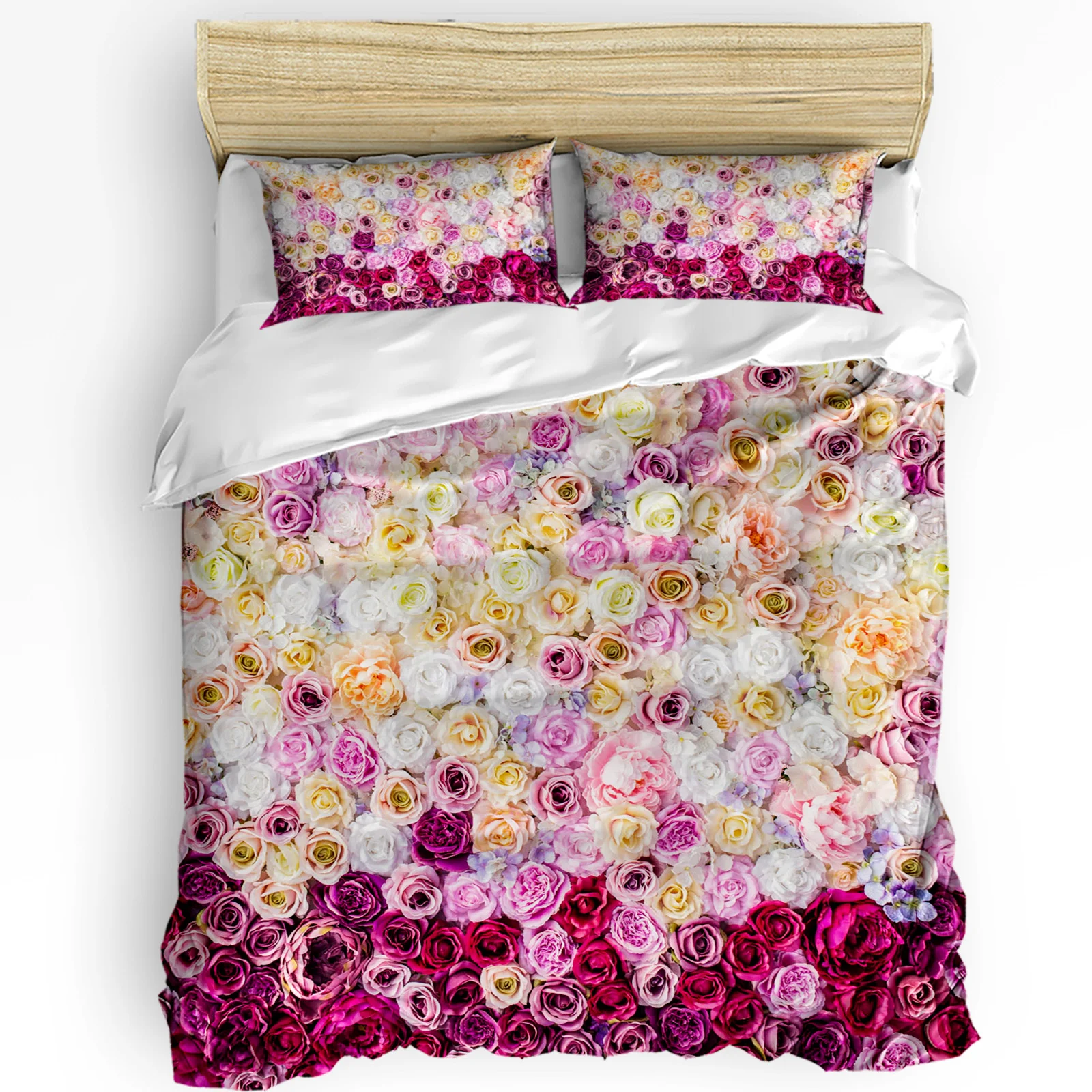 

Colorful Rose Flower Duvet Cover with Pillow Case Custom 3pcs Bedding Set Quilt Cover Double Bed Home Textile