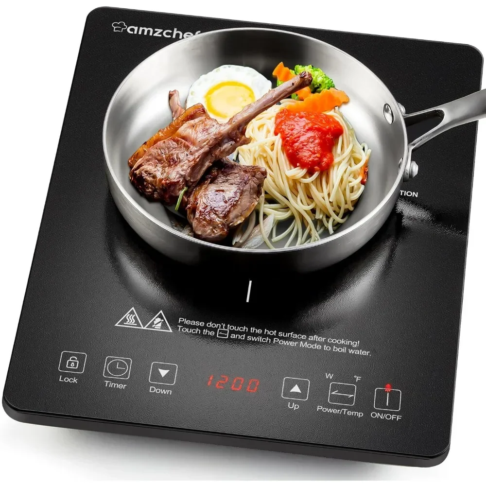 

Induction Cooktop, 1800W Burner with Ultra Thin Body, Countertop Stove with 8 Temperature & Power Levels, Timer,Safety Lock