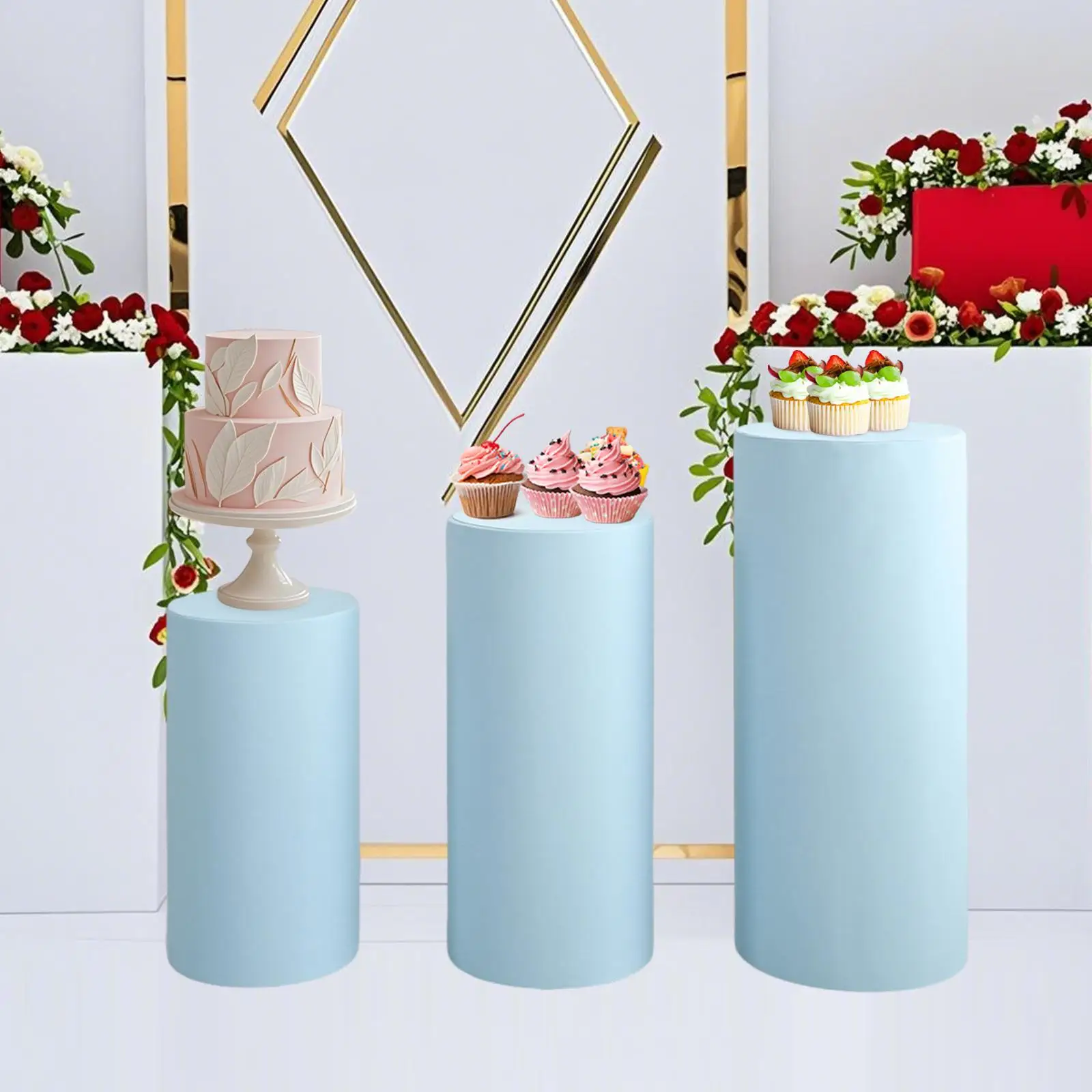 Cylinder Dessert Pedestal Cover, Cylinder Plinth Stand Cover, Wedding Party Decor Prop,