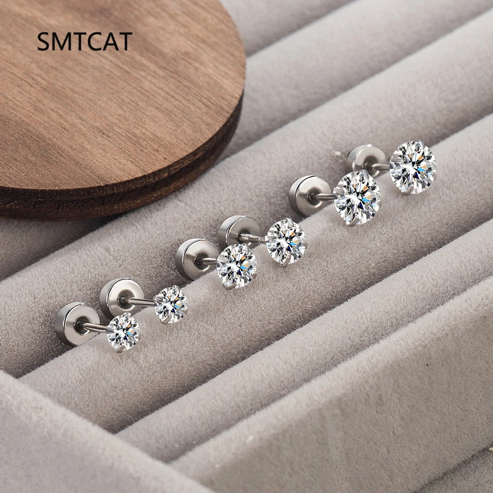 

2PC Labret Tragus Stud Earring 16G Surgical 925 Sterling Silver CZ Crystal Monroe Helix Cartialge Conch Medusa Lip Body Piercing