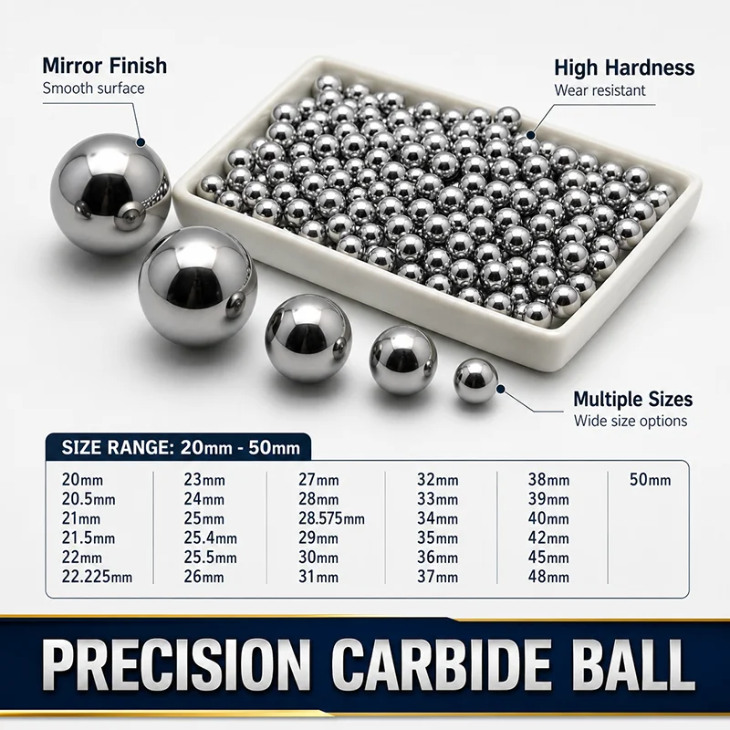 

Cemented Carbide Alloy Steel Ball High Precision Solid Smooth Bearing Balls Dia 20mm-50mm Industrial Wear-resistant Parts