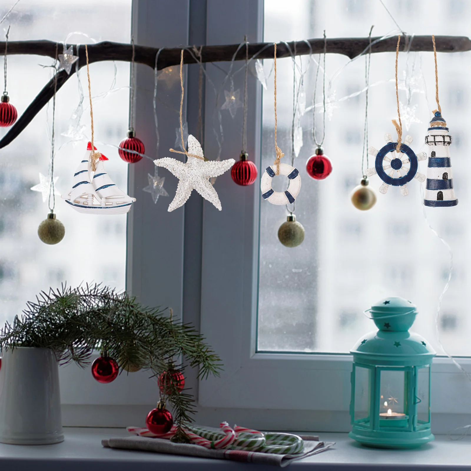 

6Pcs Fashion Mediterranean Style Wall Pendant Decorative Hanging Ornament for Room Balcony Garden Interior Design