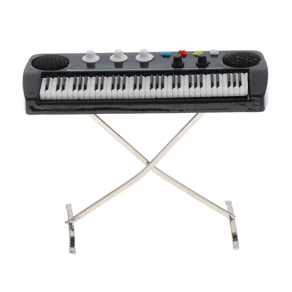 

Miniature Keyboard Piano for Dollhouse 1 12 Scale Plastic Metal Music Instrument Model Home Furniture Accessory