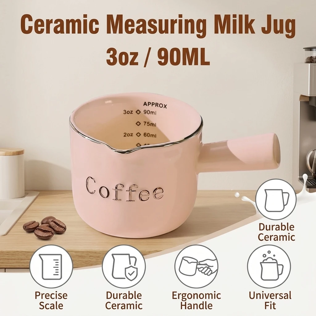 Ceramic Coffee Milk Jug With Measurement Scale Espresso Extraction Cup For Latte