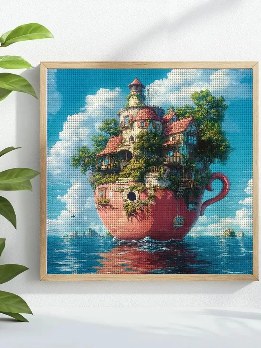 1 Stück 40x40 cm/15,74 Zoll Marine-Konstruktion Gestempeltes Kreuzstich-Set DIY-Kit 11CT/14CT DIY-Stickset DIY-Kreuzstich-Set – Detail 1