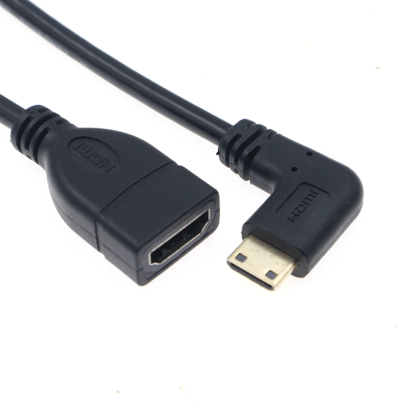 1080P Mini hdmi-kompatybilny na kabel HDTV męski na żeński 90 stopni prostopadły konwerter Adapter M-F rozszerzenie złącze adaptera