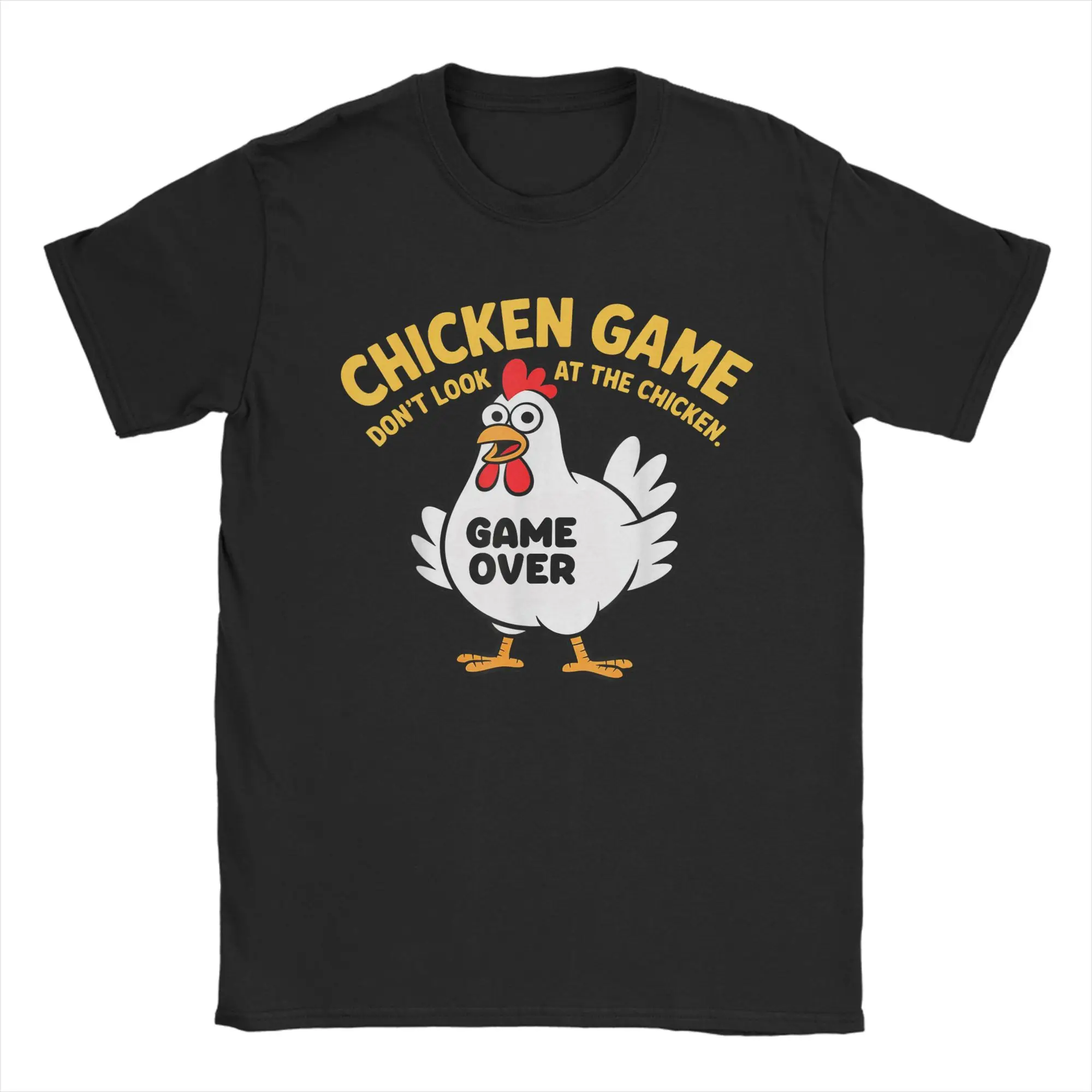 

Chicken Game Don't Look at The Chicken Meme Хлопковая футболка для мужчин Летние забавные футболки Y2K с круглым вырезом Футболки в стиле Харадзюку Повседневные топы