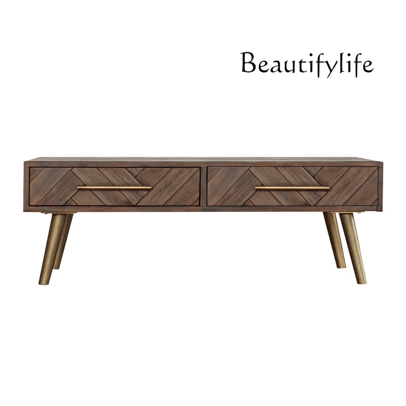 

Solid wood coffee table splicing tea table combination small apartment living room parquet edge table storage furniture