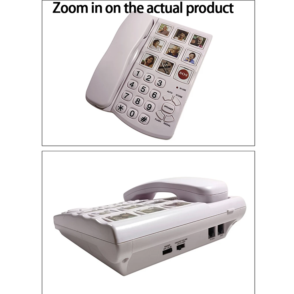 Bild-Geschwindigkeits-Zifferblatt-Telefon, praktisch für Senioren mit Memory-Verlust, großer Taste und Bildkabel