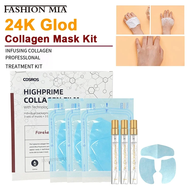 

24K Glod Collagen Absorbable Soluble Film Facial Mask Hyaluronic Acid Hydrolyzed Anti Aging Mask Moisturizing Firming Lifting