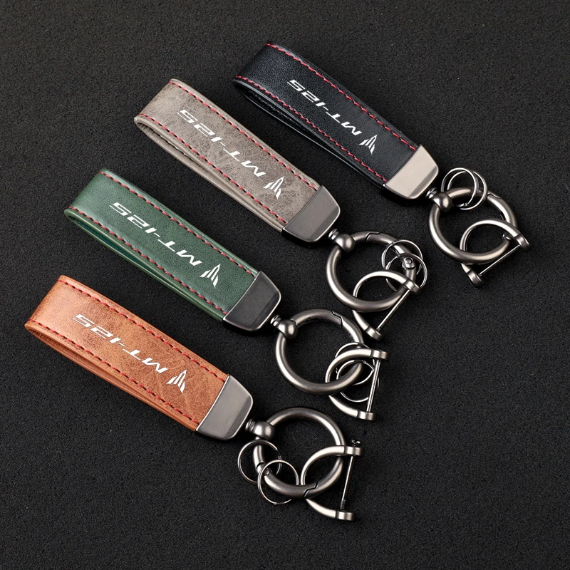 

Premium material leather motorcycle key ring chain for Yamaha MT125 MT-125 Accessories with logo