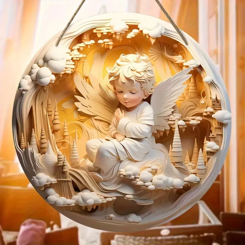 Maagd Maria Kerststal Houten Bord 2D Relief Effect van Jezus Ronde Kerst Ornament Kerk Voordeur Muur Hangende Decor