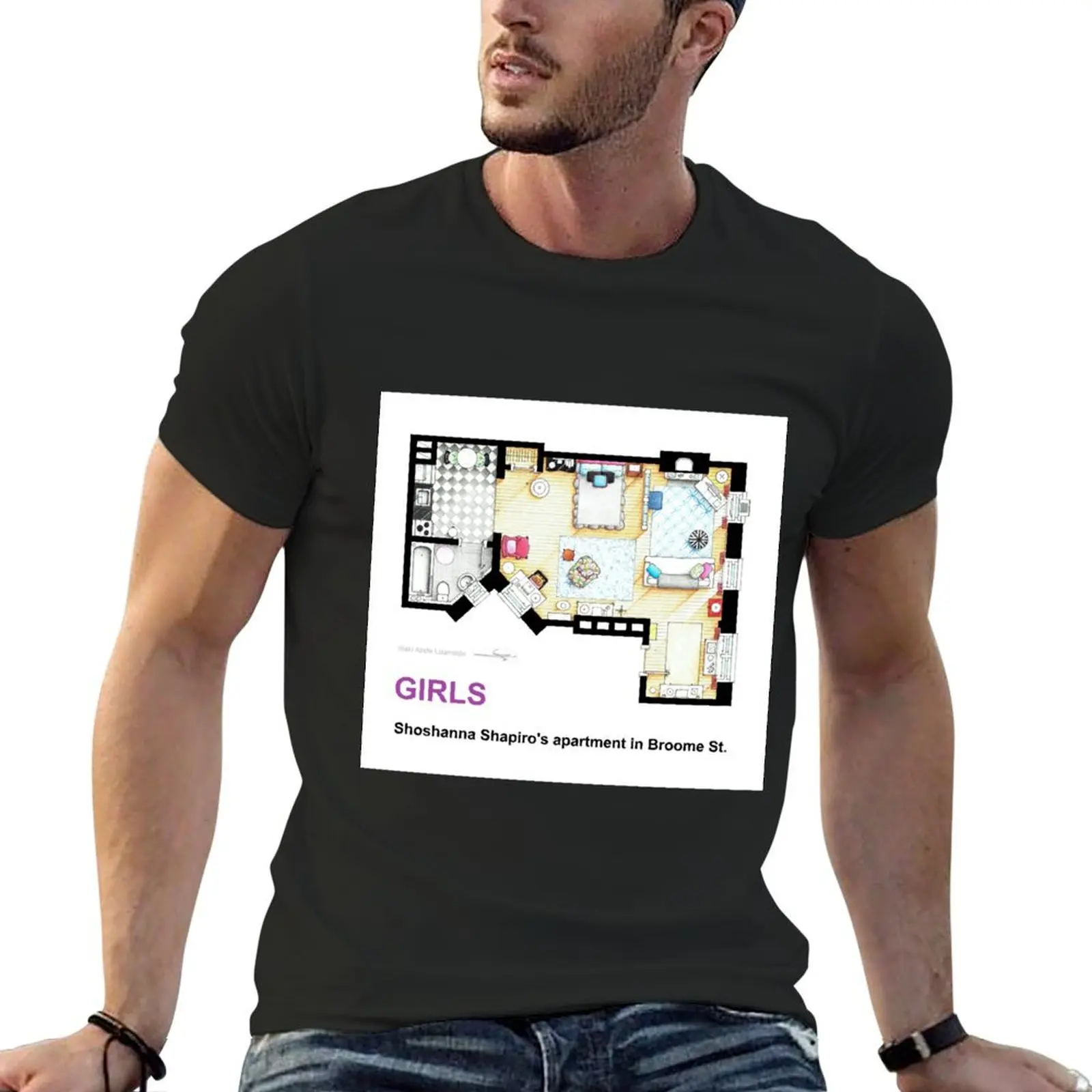 Floorplan of Shoshanna Shapiro's apartment from GIRLS T-Shirt blue archive man t shirt anime shirts men