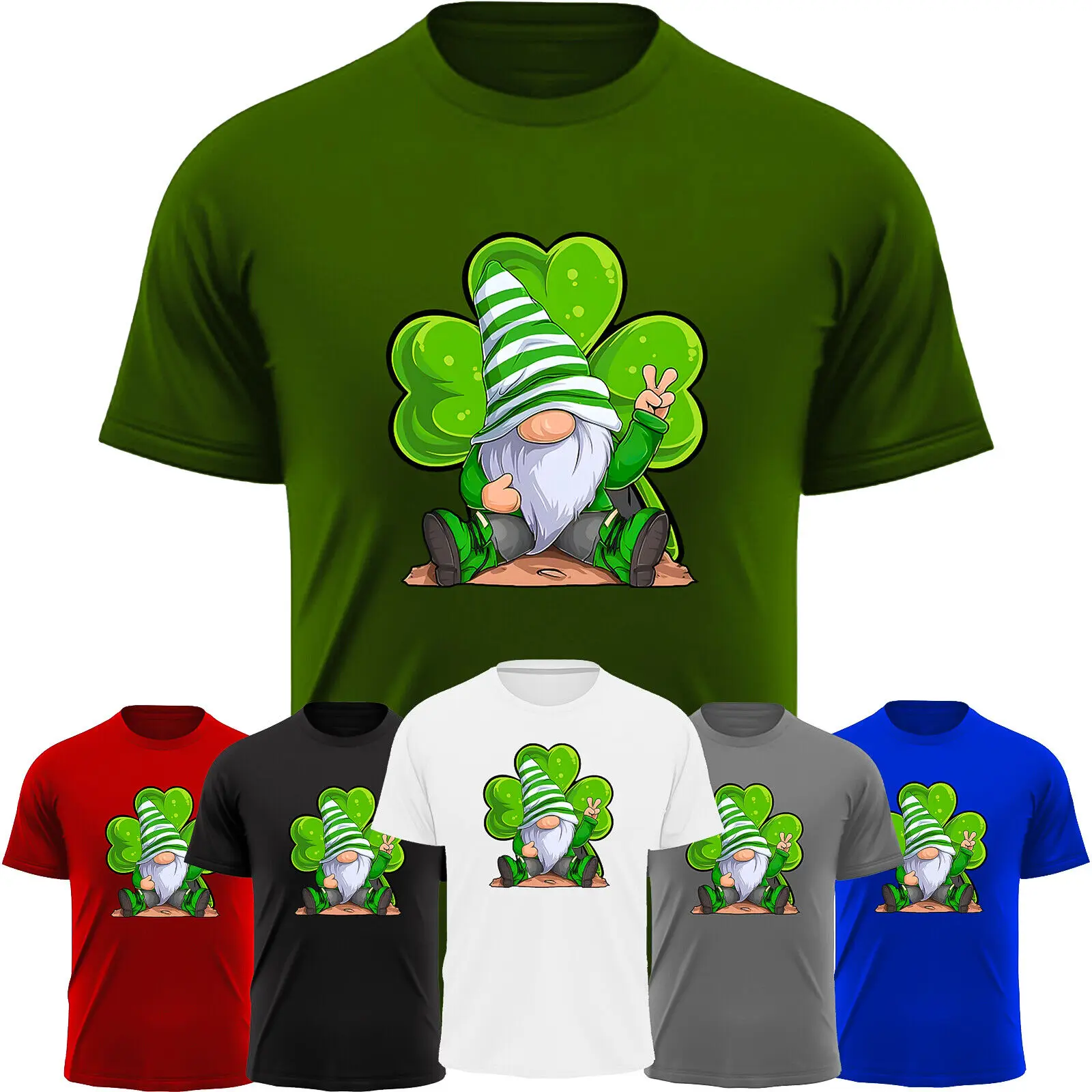 

St Patricks USA Funny Gnomes Men's T-Shirt American Holiday New Gift Tee S-3XL